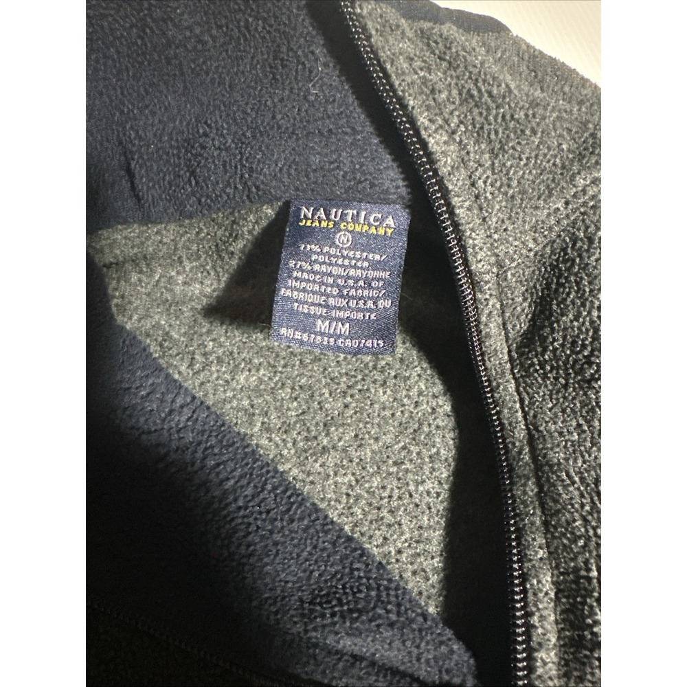 Nautica Jeans Co. Sweatshirt Mens Medium Quarter Zip Fleece Pullover Made USA - Picture 4 of 10